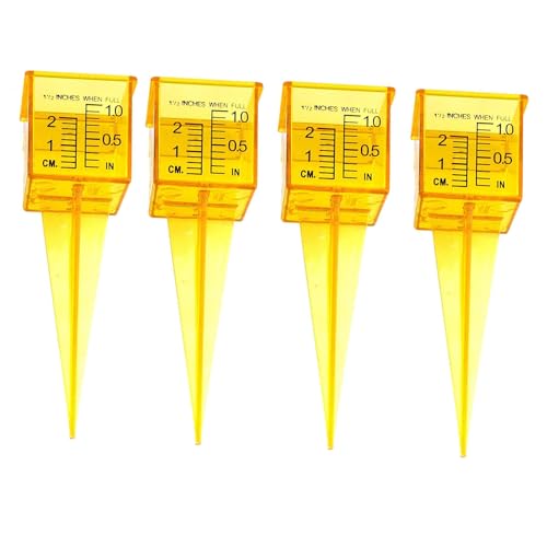 mollensiuer 4Pcs Rain Gauge Outdoor Plastic Sprinkler Gauge Transparent Outdoor Water Measuring Tool Lawn Water Gauge with Wide Mouth for Lawn and Garden Water Measuring Tool Bright Yellow