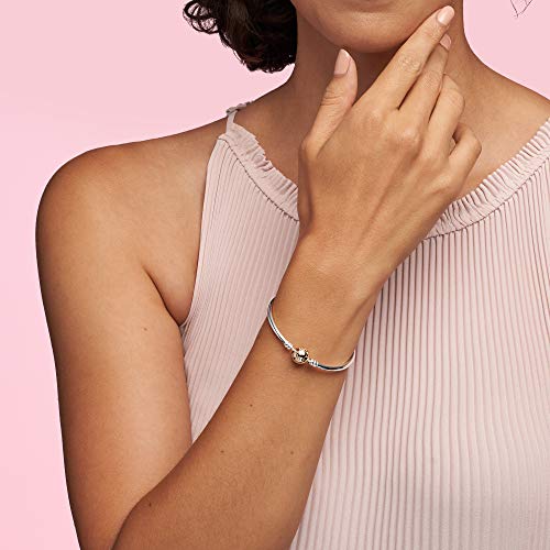 PANDORA Moments Two-Tone Ball Clasp Bangle - Bracelet for Women - Compatible Moments Charms - Features 14k Gold & Sterling Silver - Gift for Her - 7.5", With Gift Box3