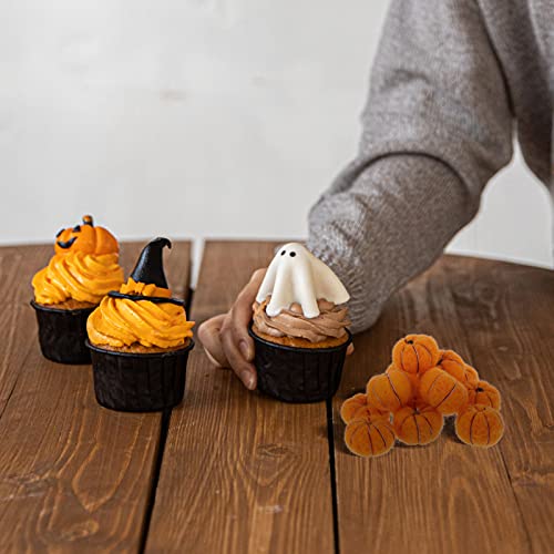 Happyyami Halloween Wool Felt Pumpkin 12Pcs Pom Poms Fall Autumn Felt Pumpkins Ornaments for Thanksgiving Craft Project Supplies - Image 3