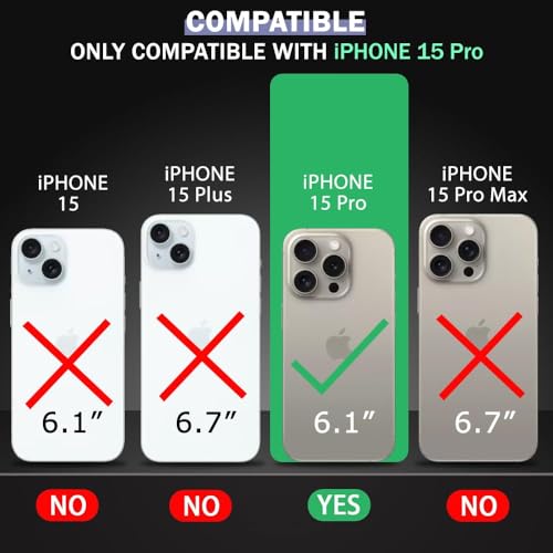 Image of Polycarbonate Back Cover Case Compatible for Apple iPhone 15 Pro with Slide Camera Cover & Rotated Ring Stand | Military Grade Mobile Phone Cover Case for Apple iPhone 15 Pro (Green)