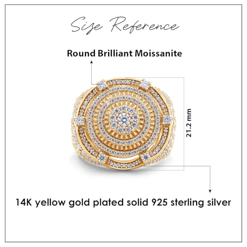 Men Wedding Engagement Circle Cluster Band Round Cut Lab Created Moissanite & Lab Grown Diamond King Crown Ring In 925 Sterling Silver 10K & 14K Solid Gold Jewelry Gift For Him 3 Cttw3