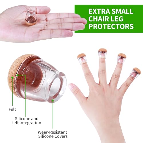 Image of 8PCS Round Clear Silicone Chair Leg Caps for Hardwood Floors(Fit:0.4-0.55 inch)