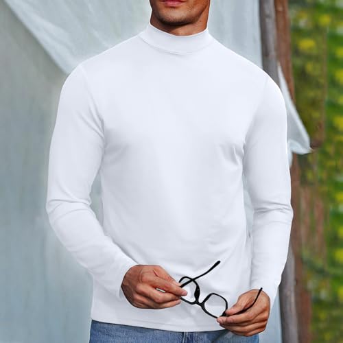 Uni Clau Mens Casual Mock Turtleneck Long Sleeve Pullover Stretchy Sweater Basic Thermal Undershirt Tops2