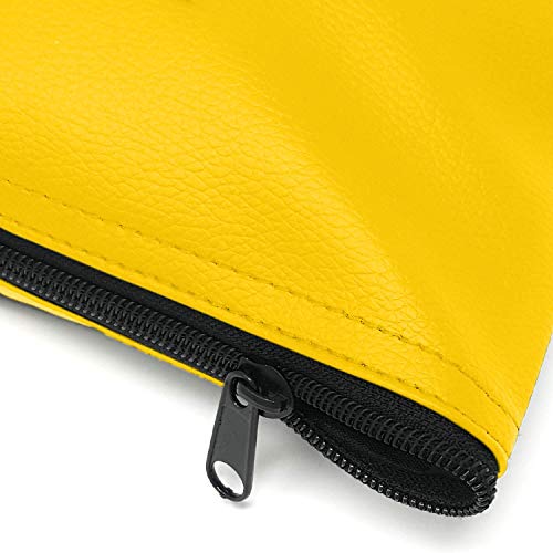 Money Bank Deposit Bag with Zipper | 11x6 inch | Yellow | Durable Leatherette Money Cash Coin Check Wallet Pouch for Men & Women with Framed ID Window and Blank Card | by GIDABRAND (1) - Thumbnail 3