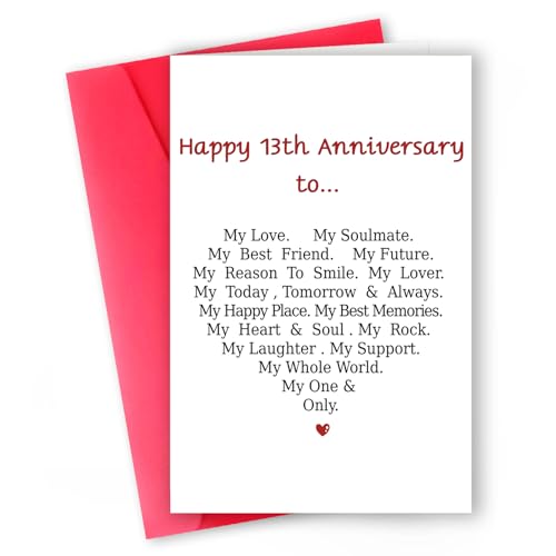MQMRYeto Happy 13th Anniversary Card Gifts for Husband Wife, Funny 13th Wedding Anniversary Card,Sweet 13 Years Anniversary Card for Men,Women,Him,Her,Boyfriend,Girlfriend