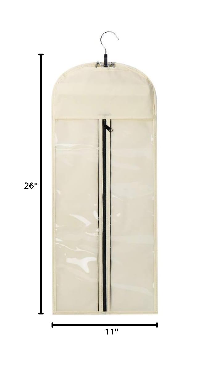 Hairro Portable Hair Extensions Carrier Non-woven Dust-proof Storage Case with Wooden Hanger for Human Hair Extensions, 26 Inch Off White
