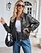 Tanming Womens Leather Jacket Fall Fashion Motorcycle Biker Bomber Jacket Zip Up Winter Coat Outerwear(Grey-M)