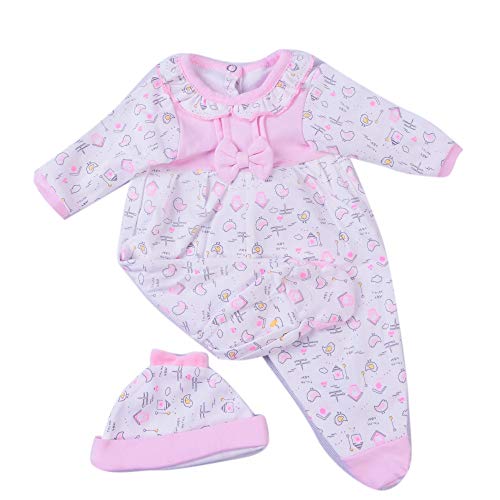Medylove Reborn Baby Dolls Girls Clothes 16-18 inch Newborn Reborn Doll Pink Outfit Printed Baby Jumpsuit
