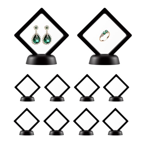 Mcbazel 10 Pièces Vitrines Flottantes 3D, Anti-Poussière Vitrine avec Bases Rondes, Présentoir en Film PE Élastique pour Pièces de Monnaie, Bijoux,...