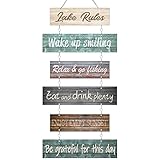 Hotop Lake Rule Wall Signs Lake House Decor Rustic Vintage Wall Art Gifts Metal Sign Lakeside Hanging Decor for Kitchen Farmhouse Home Decoration(Vivid Colors)