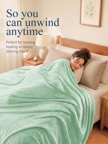 Image of Utopia Bedding Soft Fleece Bed Blanket Queen Size Mint Green (90x90 Inch)