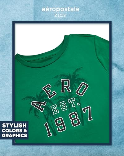 Image of AEROPOSTALE Boys Shorts Set 2 Piece Graphic Tee and Mesh Athletic Shorts | Poly-Cotton Graphic Tee, Pull On Mesh Shorts with Elastic Waist, Regular Fit