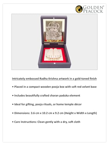 Image of 24K Gold Polished Brown and Gold Color Shree Radha Krishna Small Pooja Box | Ideal Gift for Hindu Religious, Family and Friends, Corporate Gifts etc... | Worship, Gifting, and Spiritual Blessings.