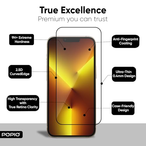 Image of POPIO Xtreme Series Pack of 2 Military-Grade Gorilla Tempered Glass for iPhone 13 Pro Max / 14 Plus | 9H Hardness, Edge-to-Edge Coverage, Anti-Scratch