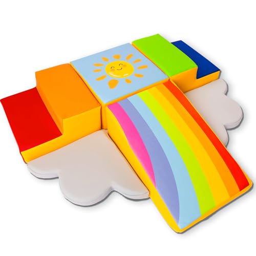 Image of Once Upon a Cloud Foam Climbing Blocks 6-Piece Set - Indoor Climbing Toys for Toddlers Ages 1 to 4 Years - Soft Play Equipment that Builds Motor Skills and Balance