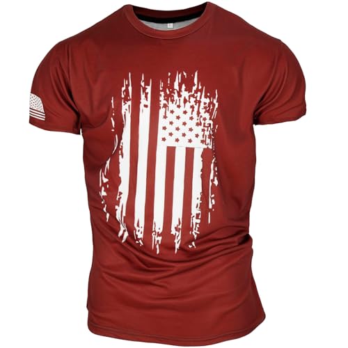 OFOKEDA Mens American Flag Shirt 4th of July Patriotic Shirt for Men(XL TSM00623GC)