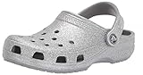 Crocs Men's and Women's Classic Sparkly Clog | Metallic and Glitter Shoes, Silver, 4