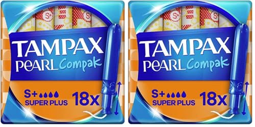 Tampax Compak Perla tampones con aplicador Super Plus, 18 unidades (Paquete de 2)
