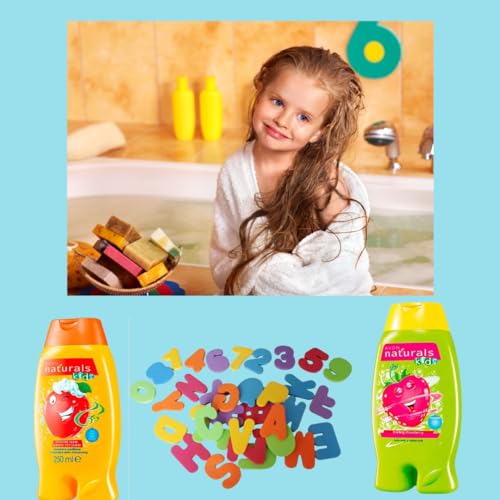Kids Strawberry Body Wash & Bubble Bath 250ml Bundle Amazing Apple Shampoo & Conditioner 250ml And Enjoy The 36-Piece Set Of Alphanumeric Letter Foam Bath Puzzle, Perfect For Bath Time Fun - Image 5