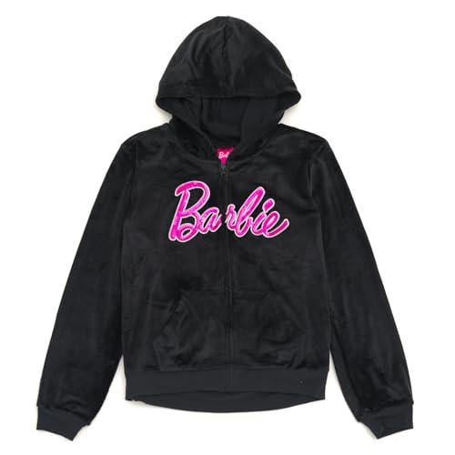 Sweat à capuche zippé Barbie en velours idéal pour l'école et le parc - 3