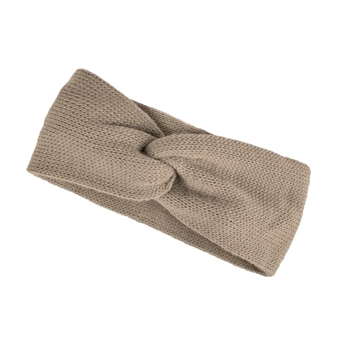 Neverless® Damen Stirnband Strick Winter Knoten Ohrenschutz Knite Headband Dunkelbeige unisize