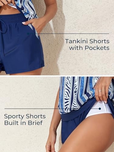 Summer Mae Blouson Women's Tankini Swimsuits Tummy Control Modest 2025 Two Piece with Sporty Pockets Bathing Suits3