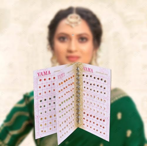 VAMA Multicolour Small Stone Bindis Kumkum Forehead Sticker Bindiya Bindi Booklet for Girls & Women - 252 Diamond Sticker Bindis Book - Image 4