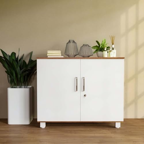 Image of NEUDOT Ronald Filo 2 Door Multipurpose Cabine | Engineered Wood | Bookshelf | Organiser | Cupboard | Almari | Wardrobe for Home | Kitchen | Office | Living Room | 12 Month Warranty | Leon Teak