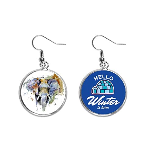 Pendientes de gota con elefante pintado joyeria artesanal de invierno