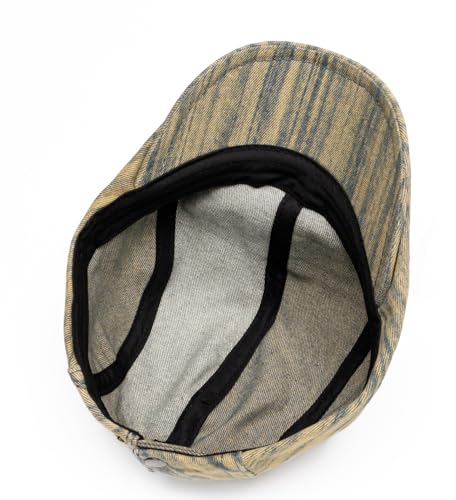 Image of Quanhaigou Unisex Denim Newsboy Hats Flat Ivy Gatsby Cabbie Driving Berets Hat Cotton Dad Cap for Men Women