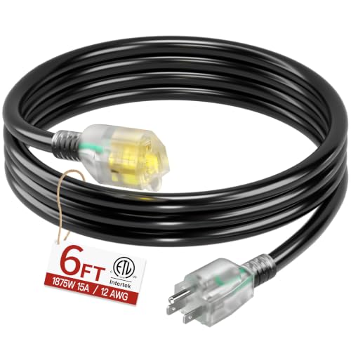 Image of Skrizcable 6 FT 12 Gauge Extension Cord Outdoor, Black Power Cord