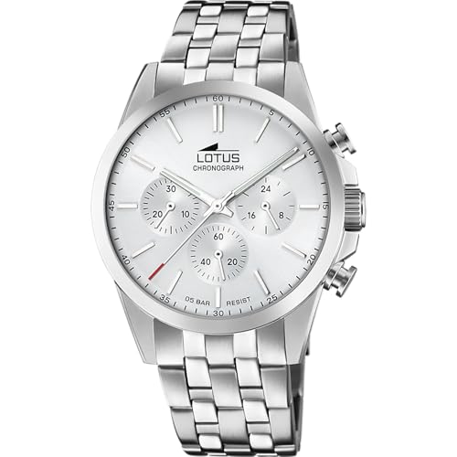 Lotus Reloj Hombre 18989/1 Chrono Caja de Acero Inoxidable 316l Plateado Correa de Acero Inoxidable 316l Plateado