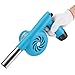 Upupto Tragbares Handheld-elektrisches BBQ-Lüfter-Luftgebläse - Grillventilator-Luftgebläse Power von 12V wiederaufladbarer Batterie - für Camping Kochen Wanderungspicknick,Blau,US Plug