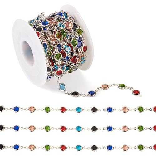 Chaînes en laiton plaqué platine faites à la main avec strass en cristal