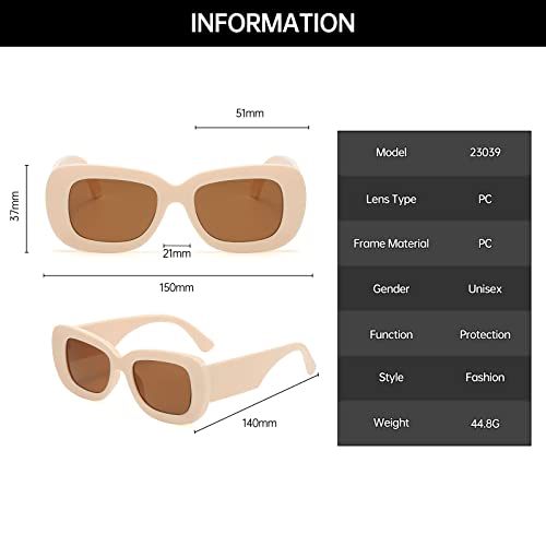 YAMEIZE Oversized Vintage Square Sunglasses - Trendy Rectangle UV400 Protection Eyewear Outdoor for Women Men3