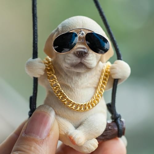 SIXHAOBU AutoZubehör zum Aufhängen, Labrador Retriever, Auto-Rückspiegel-Anhänger, Auto Rückspiegel Nette Innen Dekoration Hänge Ornament Spiegel Charms, Geschenke für Damen und Herren