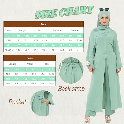 Jazvano Knöpfen Zweiteiliges Sets Arabische Kleidung Damen Abaya-Kleid Muslimische Gebetskleidung Dubai-Robe Muslimische Kleidung 2pcs Abaya Set(No Scarf)