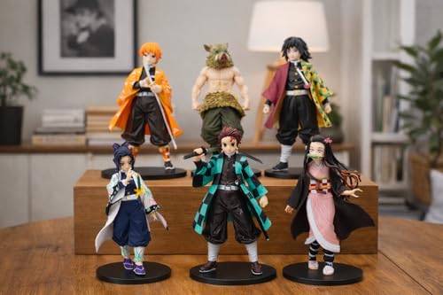 Image of Awestuffs Action Figures Limited Edition for Car Dashboard, Decoration, Cake, Office Desk & Study Table D Slayer Set of 6