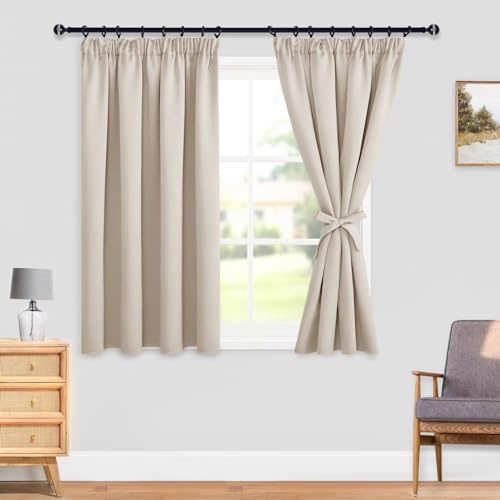 DWCN Blackout Curtains for Bedroom Thermal Insulated Curtain with Tiebacks Pencil Pleat Window Curtains for Living Room 46 x 54 inch Length - Image 2