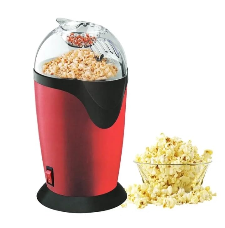 Electric Popcorn Maker 1200W Hot Air Popper Machine, Oil-Free Snack Maker with Removable Top Cover & Measuring Cup, Fast Heating Home Kitchen Appliance-Red (Pack of1set)-image-37
