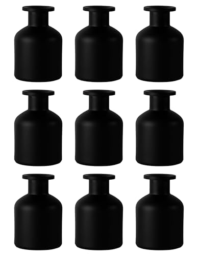 Set 9 botellas difusoras de vidrio 150ml negro mate miniatura 1