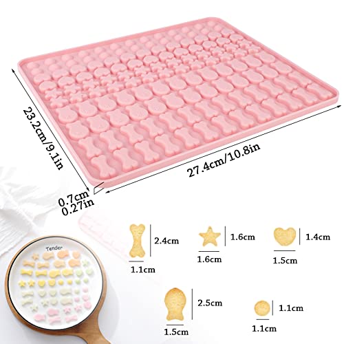 Backmatte Hundekekse, Silikon Backmatte Hundeleckerli 5 Formen in 1 BPA-Frei Backunterlage Backform für DIY Hundekekse und Leckerlis (130 Gitter, Halbkugel Fische Knochen Stern Herzform)