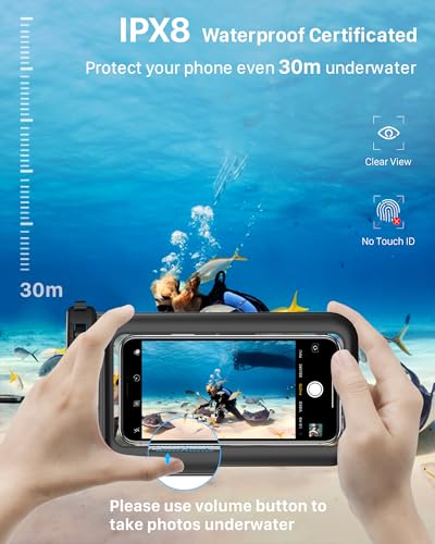 YOSH IPX8 Waterproof Phone Pouch with Lanyard, Waterproof Phone Case for Swimming Underwater iPhone Case for Snorkeling Boating for iPhone 16 15 14 13 Pro Max Samsung S25 S24 S23 Ultra up to 7.0"
