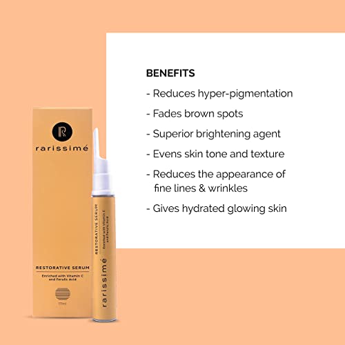 Image of Rarissime Restorative Serum. Vitamin C, Ferulic Acid, Niacinamide. Boosts Collagen, Reduces Pigmentation. Women and Men (17 ml) (Pack of 2)