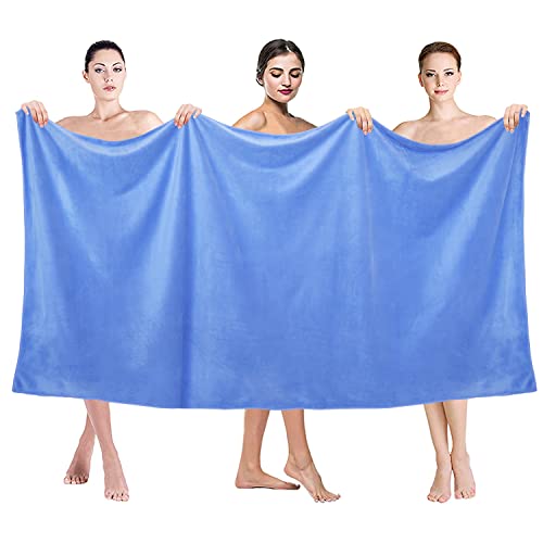 Image of JML Microfiber Bath Sheet Towels, Blue, 35 inch x 70 inch, 2 Pack | Hanging Loop, Oversized, Soft, Super Absorbent, Fast Drying, For Body, Sports, Fitness, Yoga