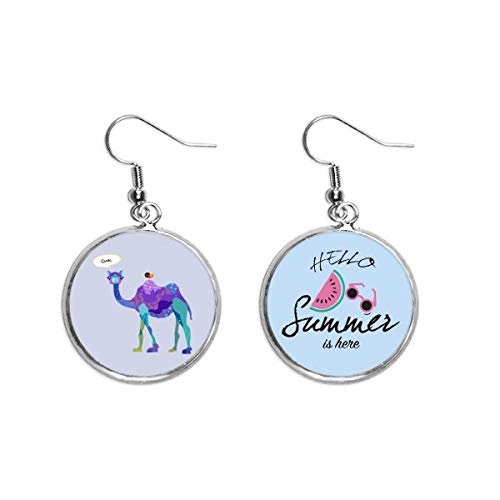 Pendientes de sandía cartoon azul camel y morado para lóbulo en pendientes de verano