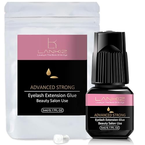 LANKIZ Wimpernkleber für Wimpernverlängerung, 5ml Eyelash Extension Glue 1-2s Trocknungszeit 6-8 Wochen Wimpernkleber Dauerhaft Wimpern Extensions Kleber Schwarz Wimpern Kleber (AS5ML)