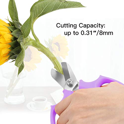 Image of Housolution Flower Scissors, Strong Floral Shears, Premium Steel Garden Pruning Shears Floral Fruits Leaf Scissors Hand Pruner Snip Trimming Tool for Gardening Flower Arrangement, Purple