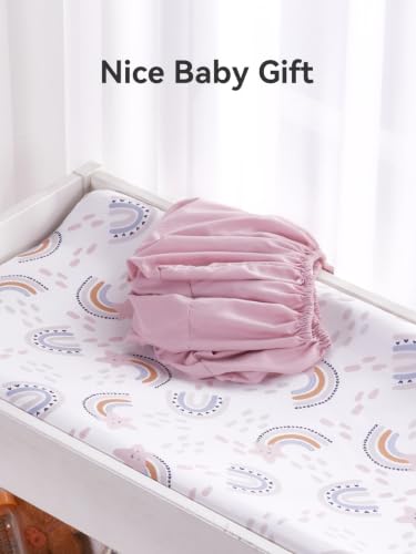 Image of TILLYOU Changing Pad Cover Set in Soft Jersey Material - Fits 32 inch /34''x16 Contoured Pad for Babies, Rainbow Star
