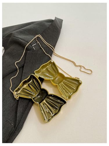 GORGLITTER Women's Bow Purse Mini Clutch Crossbody Handbags Metallic Chain Bags for Wedding Evening Party3